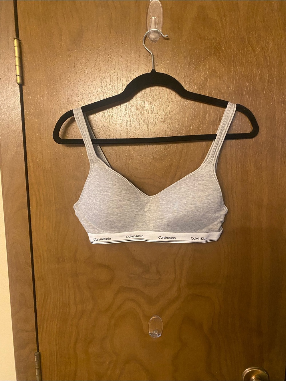 Calvin Klein Light Gray Cotton Bralette with Logo Band
